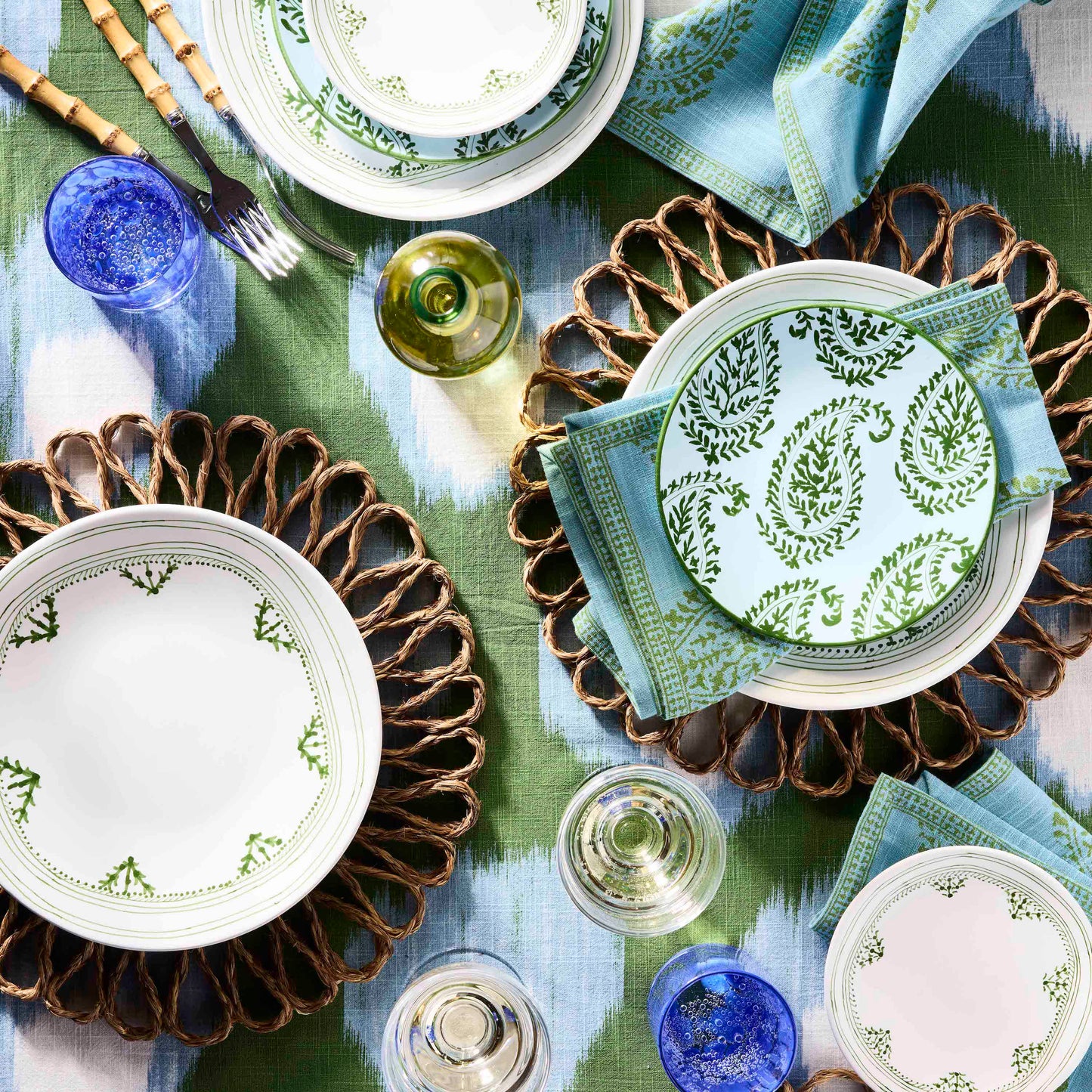 Serviette de table imprimée cachemire cachemire Grace Green de Peter Dunham + Hudson