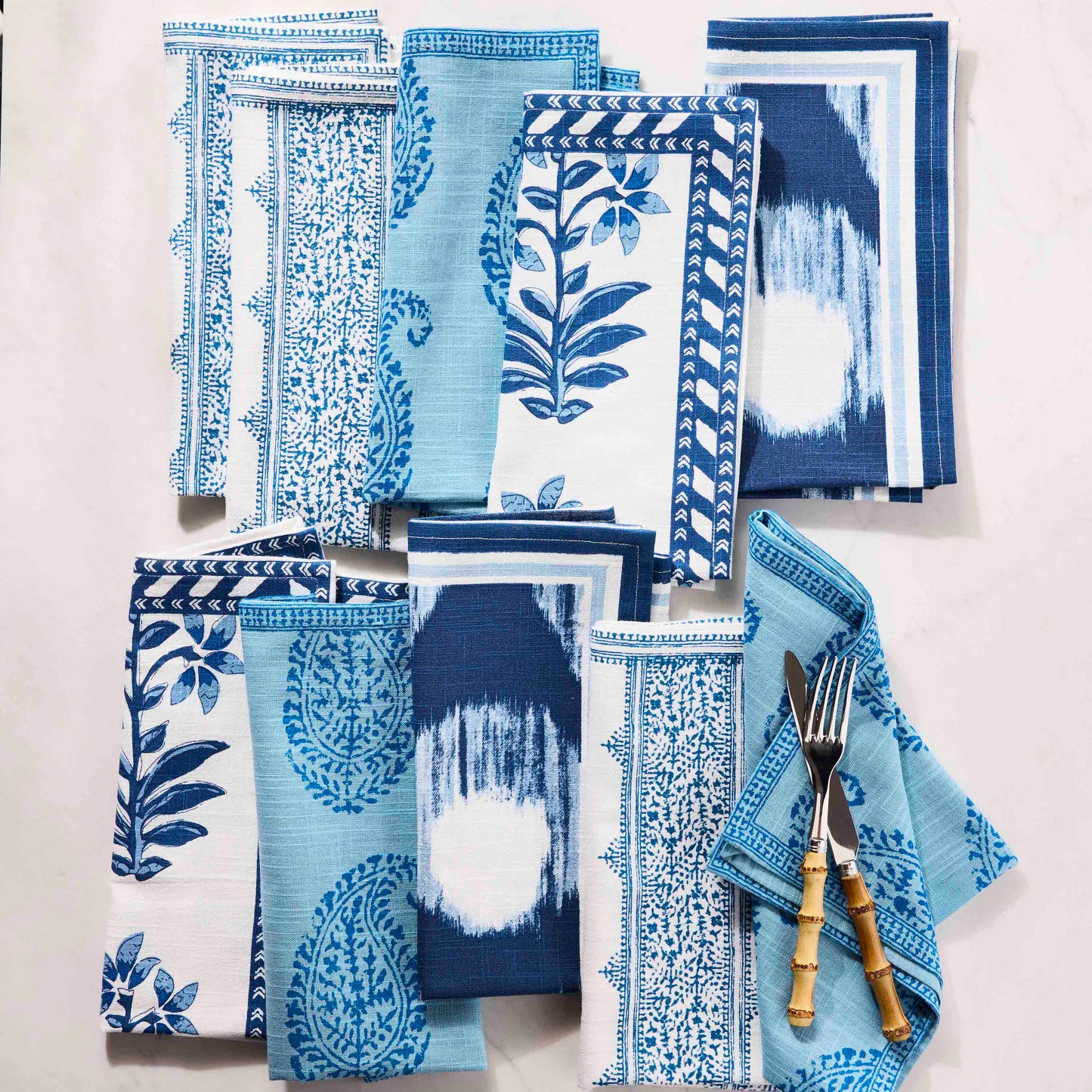 Serviette de table imprimée cachemire bleu cachemire Grace de Peter Dunham + Hudson
