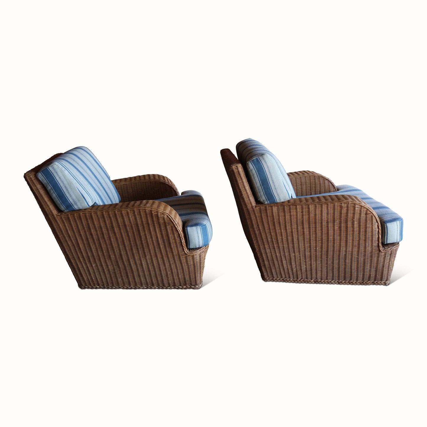 Paire de chaises en osier à rayures Dhurrie