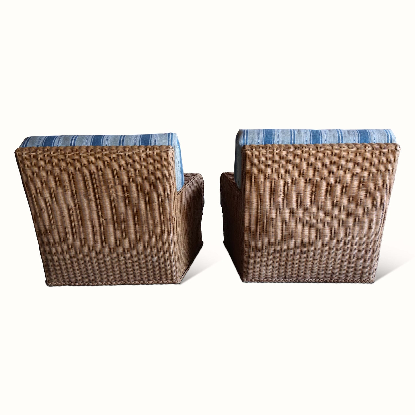 Paire de chaises en osier à rayures Dhurrie