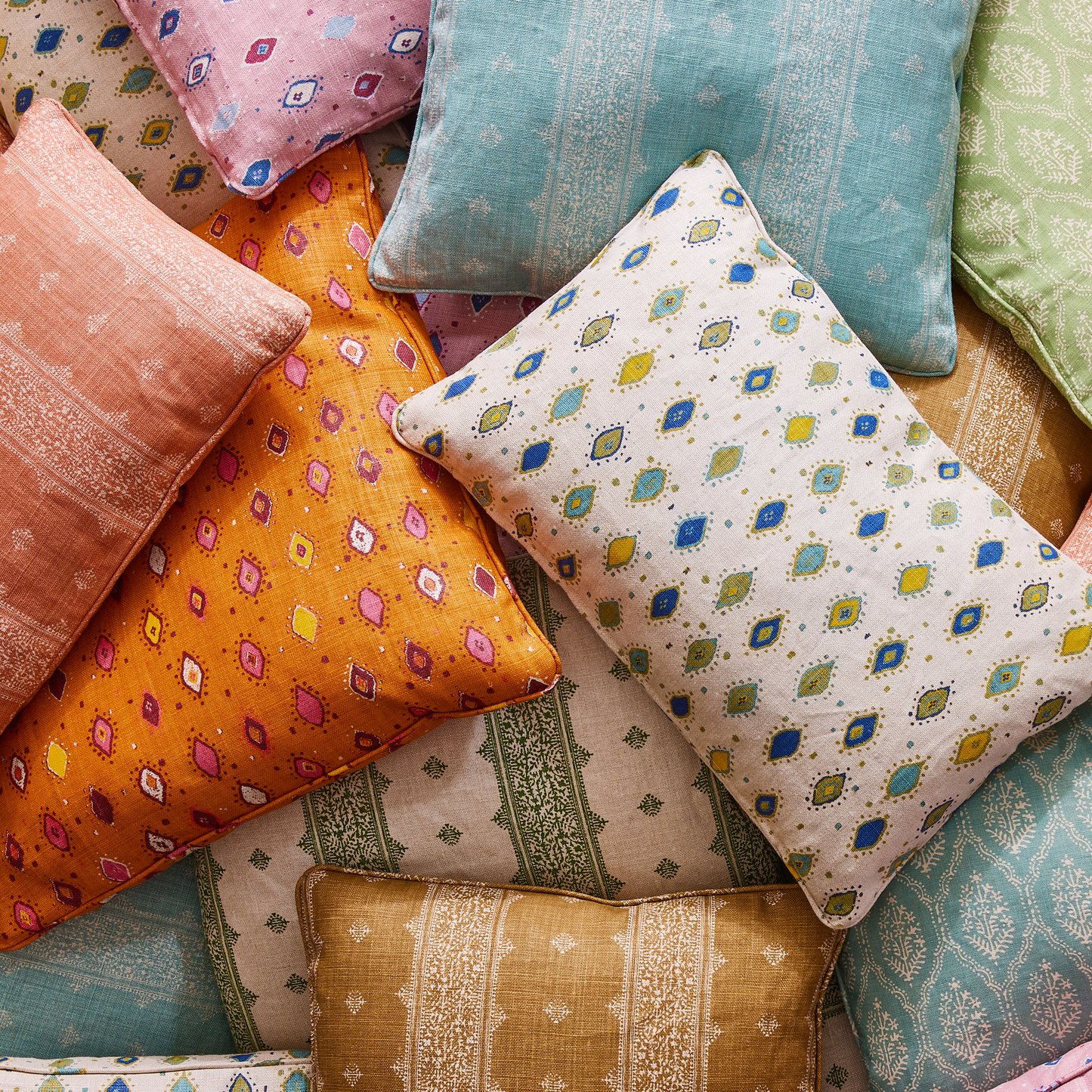 Peter Dunham Textiles Jaali en oreiller bleu clair
