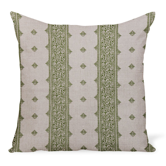 Coussin Fez Stripe vert/naturel de Peter Dunham Textiles